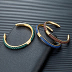 Men's Braided Leather Cuff Bracelet with Stainless Steel Clasp