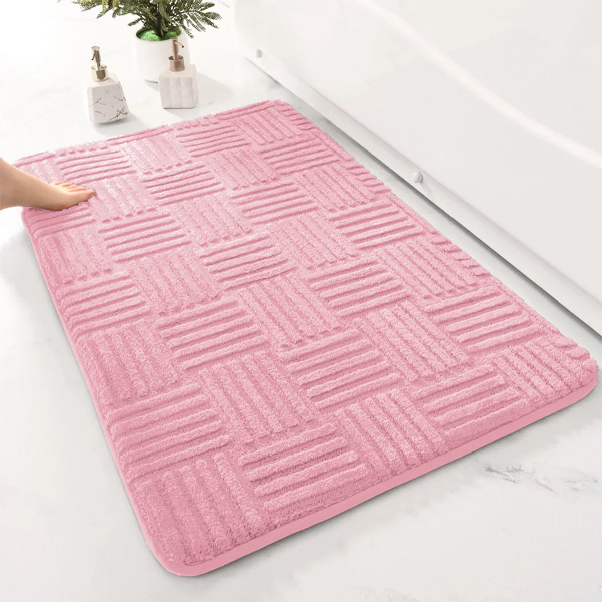 Arcadia – Thick Striped Non-Slip Bath Mat with Soft and Absorbent Design