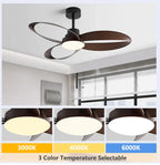 Ceiling Fan with Wooden Blades and Dimmable LED Light