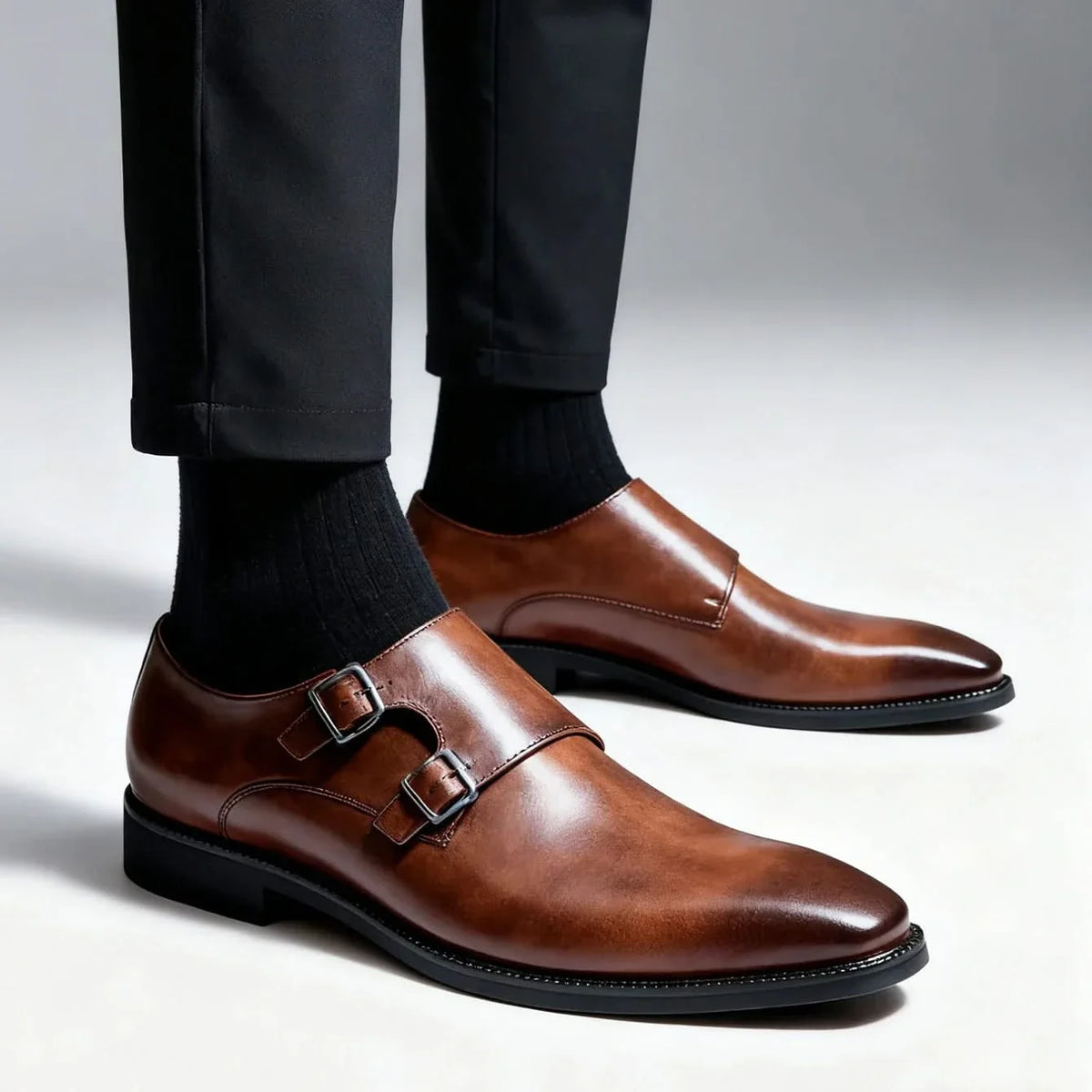 Men's Leather Loafers with Semi-Gloss Finish