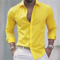 Mens Shirts Slim Fit Button-Up Long Sleeve Casual Shirt