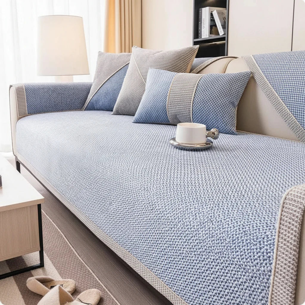 NATURWEFT – Non-Slip Cotton and Linen Sofa Cover for All Seasons