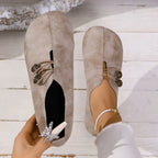 Women's Soft Suede Loafers - Elastic Button Fit