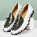 Men's Leather Tassel Loafer with Croc-Embossed Vamp