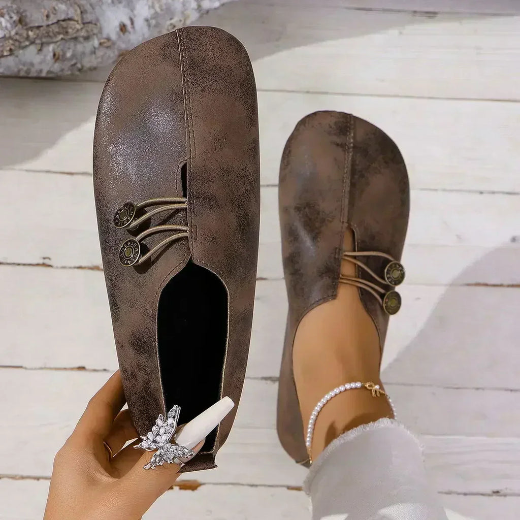 Women's Soft Suede Loafers - Elastic Button Fit
