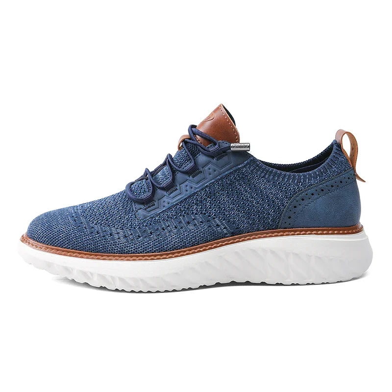 Men's Mesh Sneakers with Cushioned Sole and Leather Trim