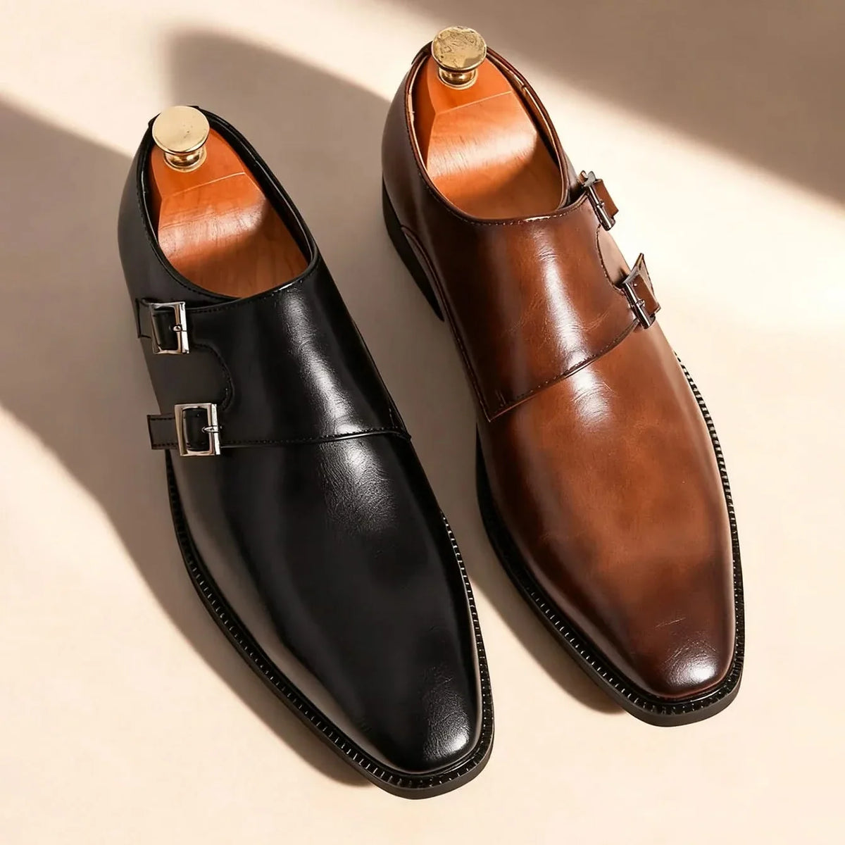 Men's Leather Loafers with Semi-Gloss Finish