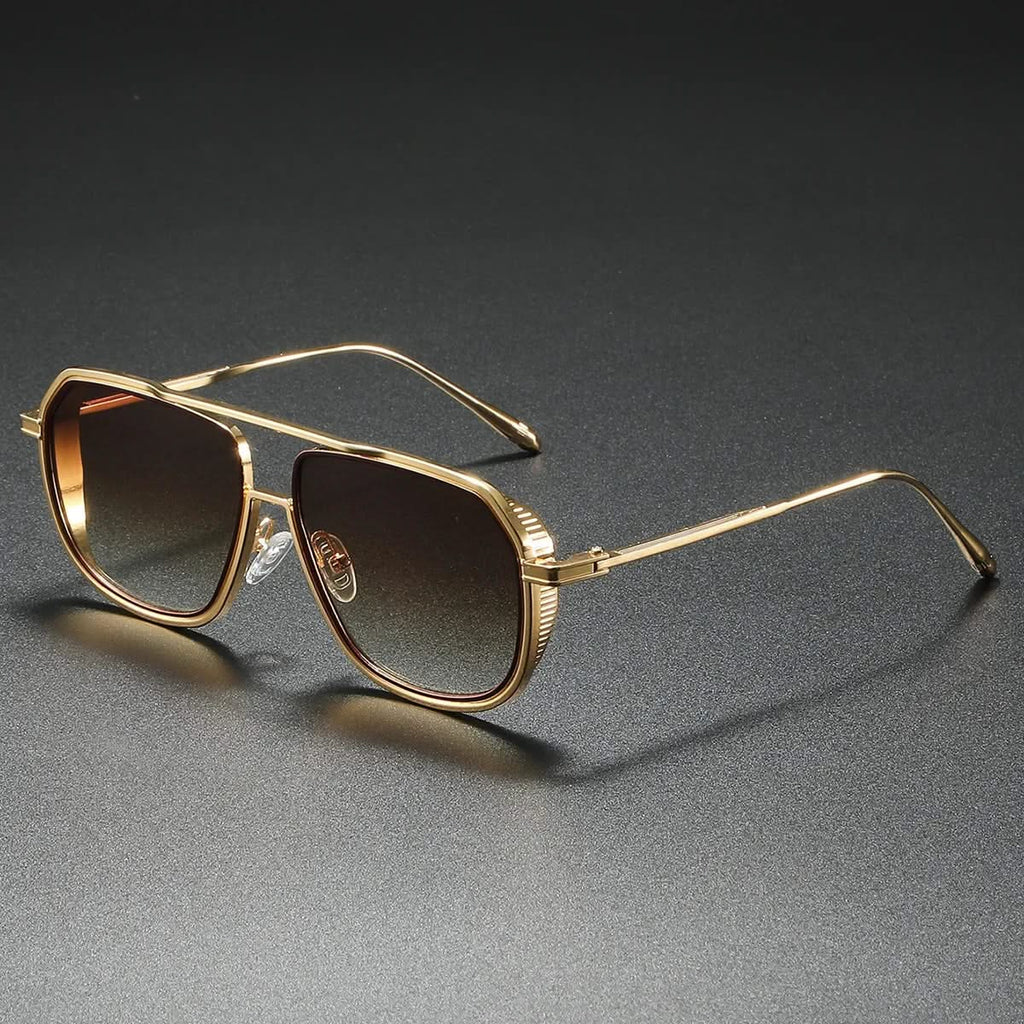 Unisex Aviator Sunglasses – Polished Metal Frame, UV Protection
