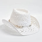 Women's Woven Sun Hat with Shell Accent Band – Open Weave Straw Hat