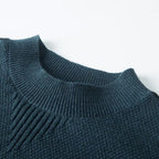 Men's Waffle-Knit Sweater with Ribbed Cuffs and Collar