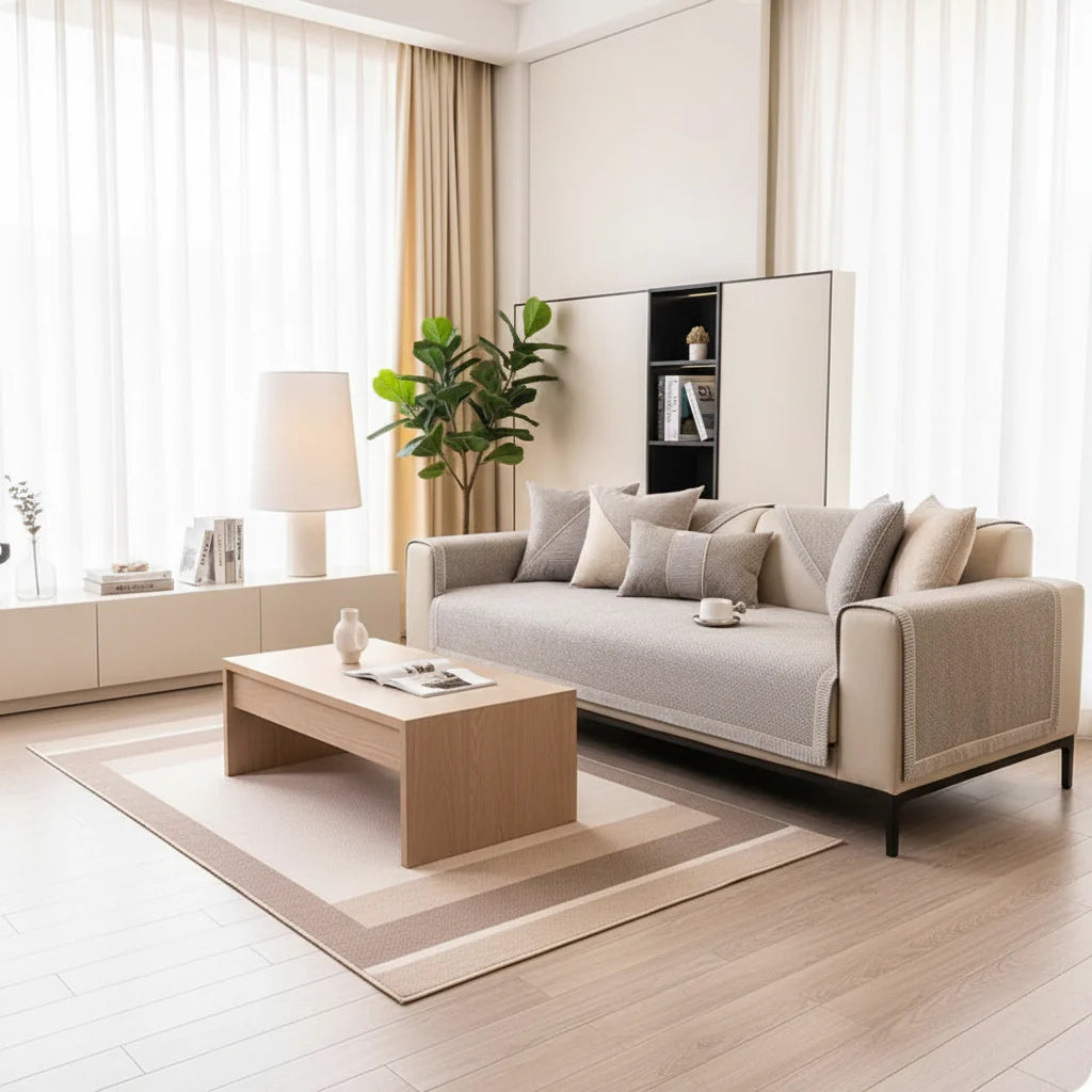 NATURWEFT – Non-Slip Cotton and Linen Sofa Cover for All Seasons