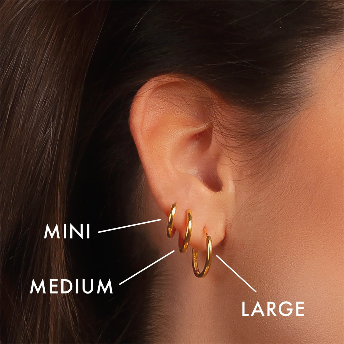 Women's Classic Huggie Hoop Earrings - Gold-Plated Stainless Steel, Set of Three
