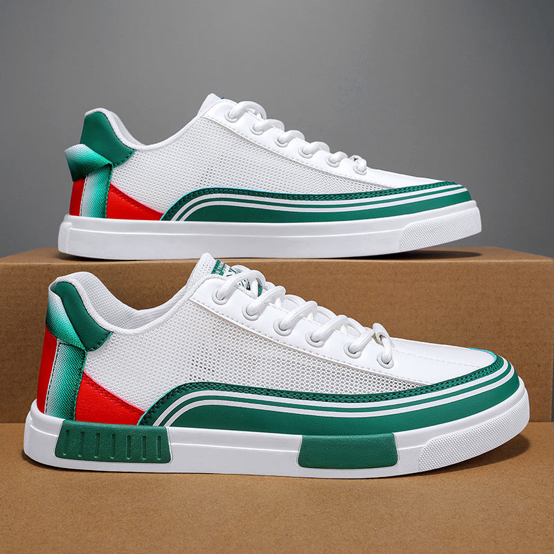 Men's Mesh Sneakers with Leather Panel Detail