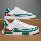 Men's Mesh Sneakers with Leather Panel Detail