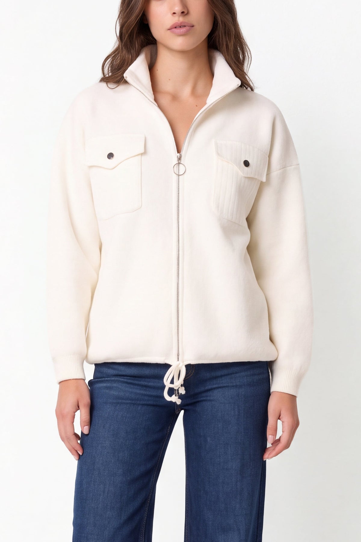 Women's Knit Zip-Up Jacket with Utility Pockets