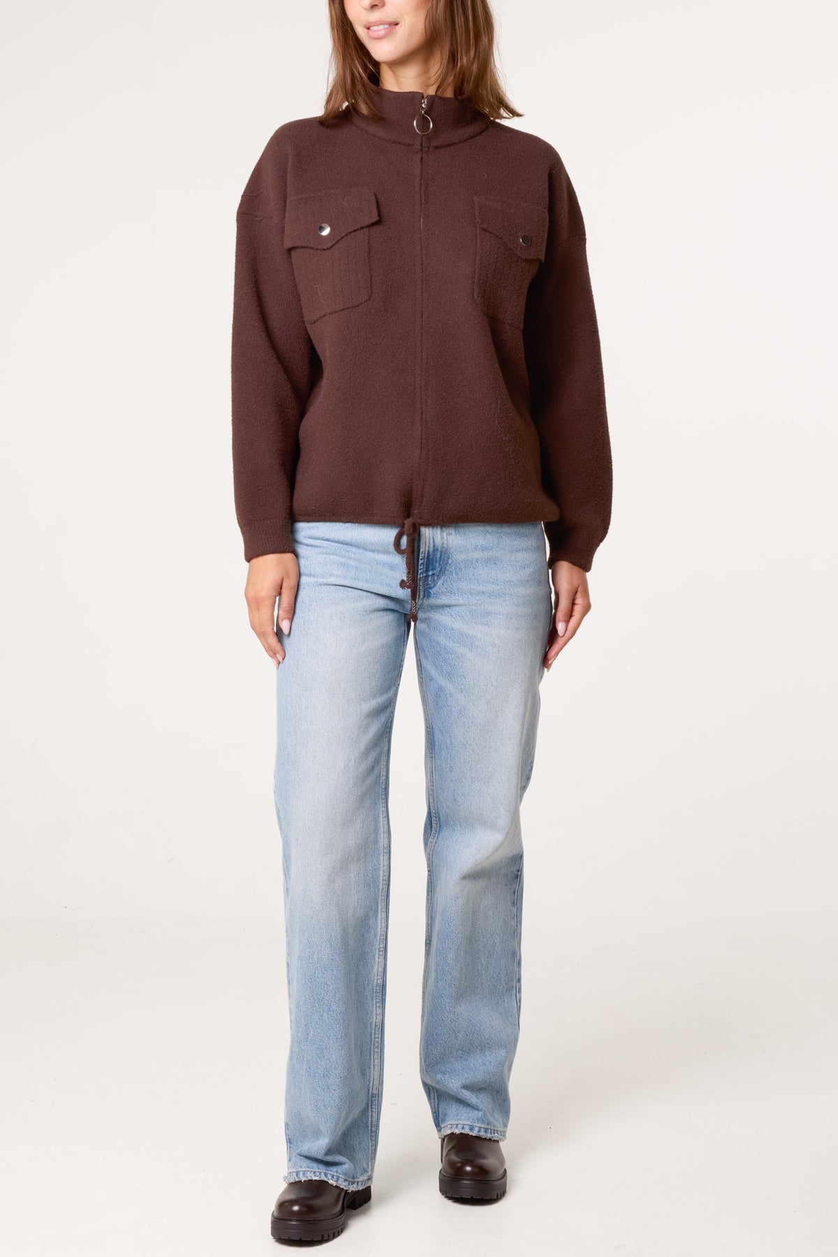 Women's Knit Zip-Up Jacket with Utility Pockets