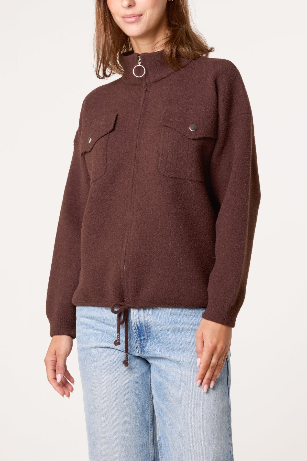 Women's Knit Zip-Up Jacket with Utility Pockets