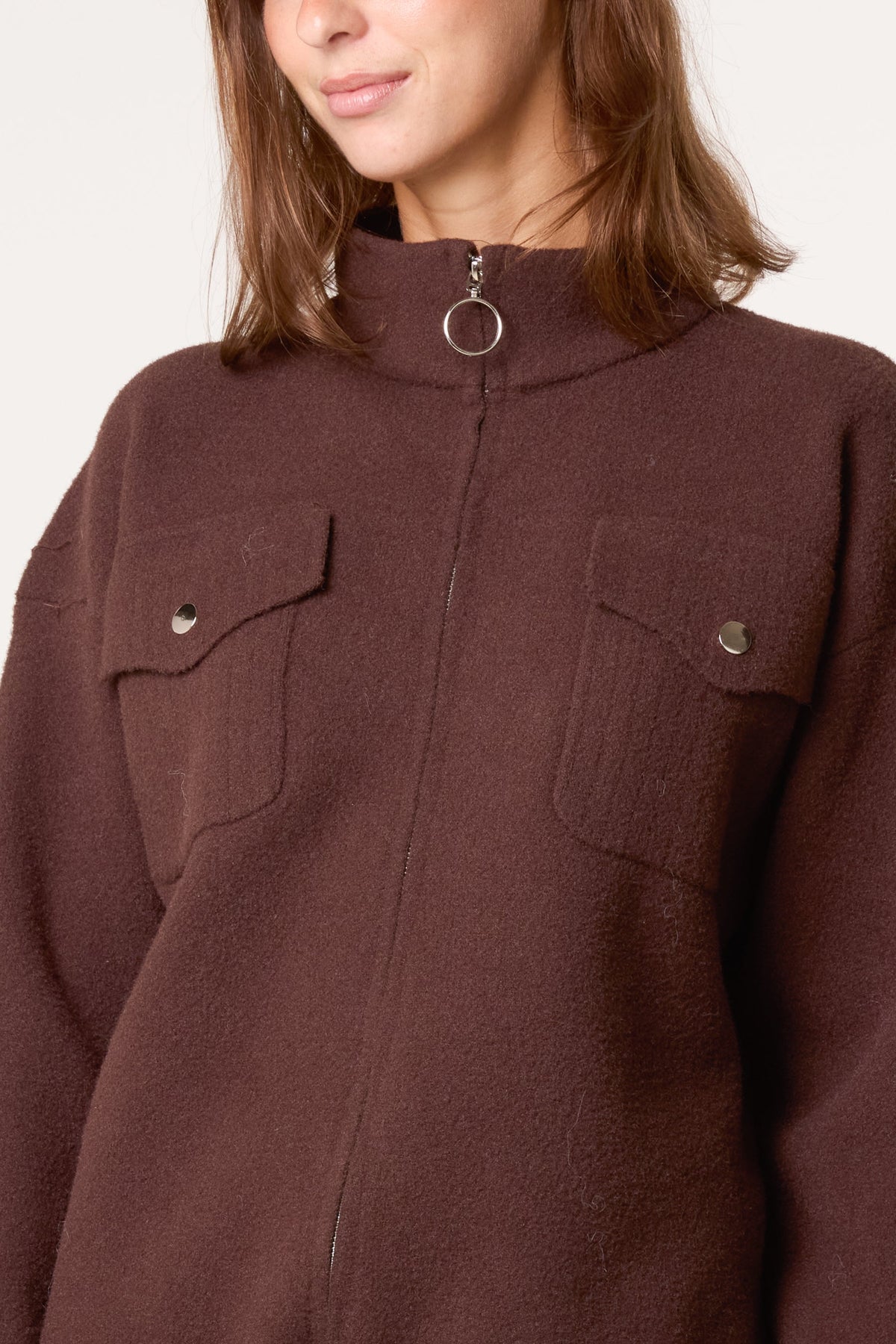 Women's Knit Zip-Up Jacket with Utility Pockets