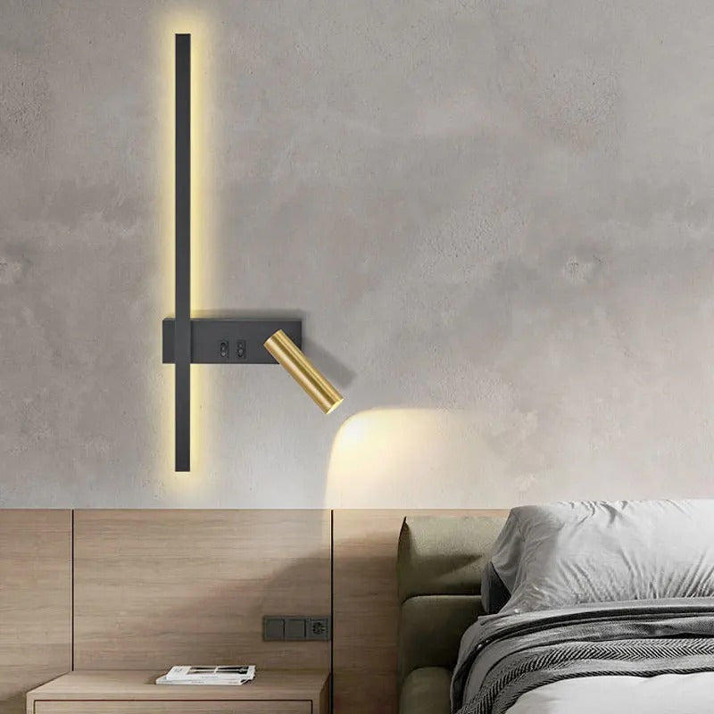 Wall Lights for Living Room with Vertical LED Bar and Adjustable Spotlight
