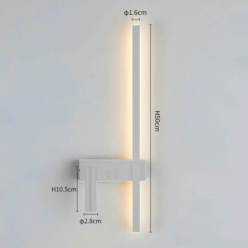 Wall Lights for Living Room with Vertical LED Bar and Adjustable Spotlight