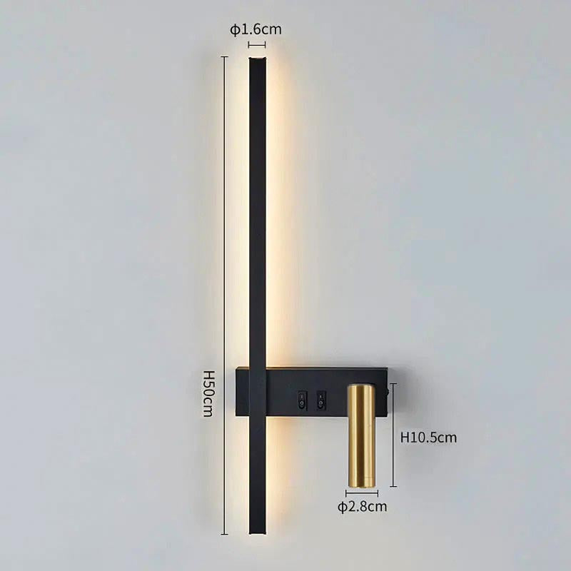Wall Lights for Living Room with Vertical LED Bar and Adjustable Spotlight