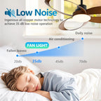 Ceiling Fan with Wooden Blades and Dimmable LED Light
