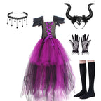 Dark fairy queen girls costume with gloves and knee socks