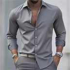 Mens Shirts Slim Fit Button-Up Long Sleeve Casual Shirt