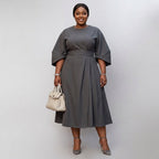 Women's Maxi Dress with Batwing Sleeves - Flowing Jersey-Style Dress