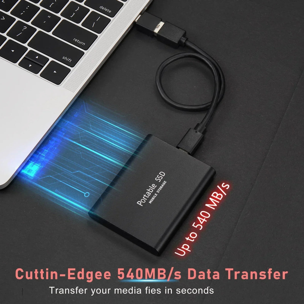 Portable External SSD 2TB - USB-C High-Speed Storage Drive