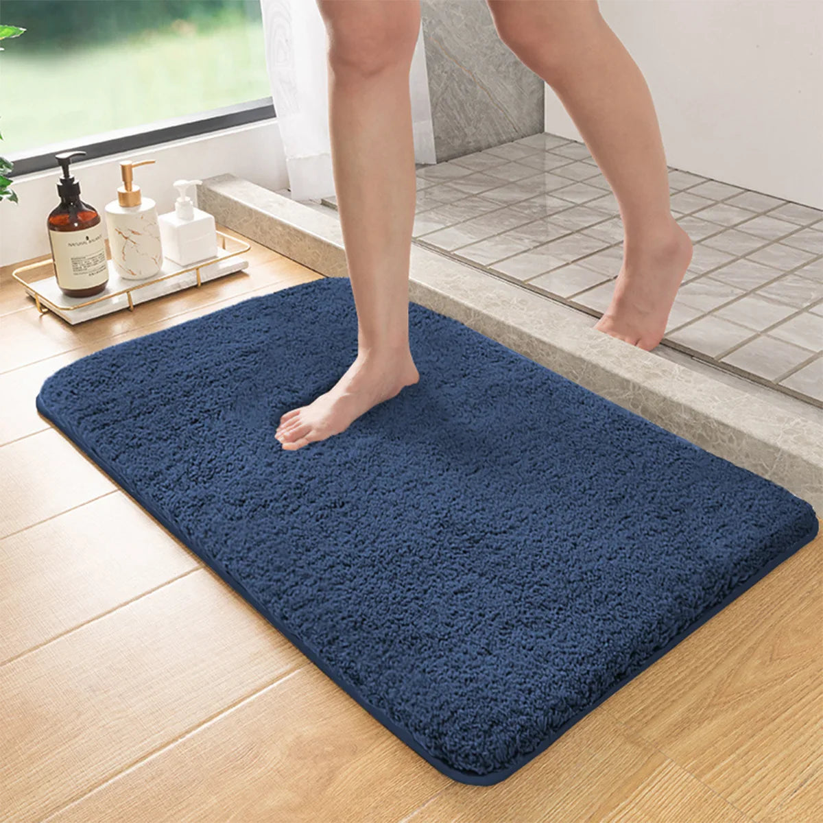 Marcella – Long-Pile Non-Slip Bath Mat with Absorbent Design for Shower and Toilet Floors