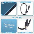 Portable External SSD 2TB - USB-C High-Speed Storage Drive