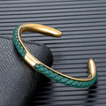 Men's Braided Leather Cuff Bracelet with Stainless Steel Clasp