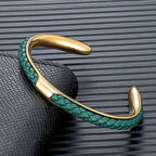 Men's Braided Leather Cuff Bracelet with Stainless Steel Clasp