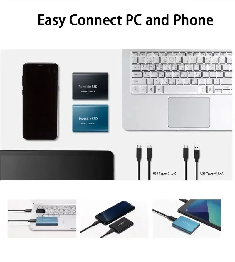 Portable External SSD 2TB - USB-C High-Speed Storage Drive