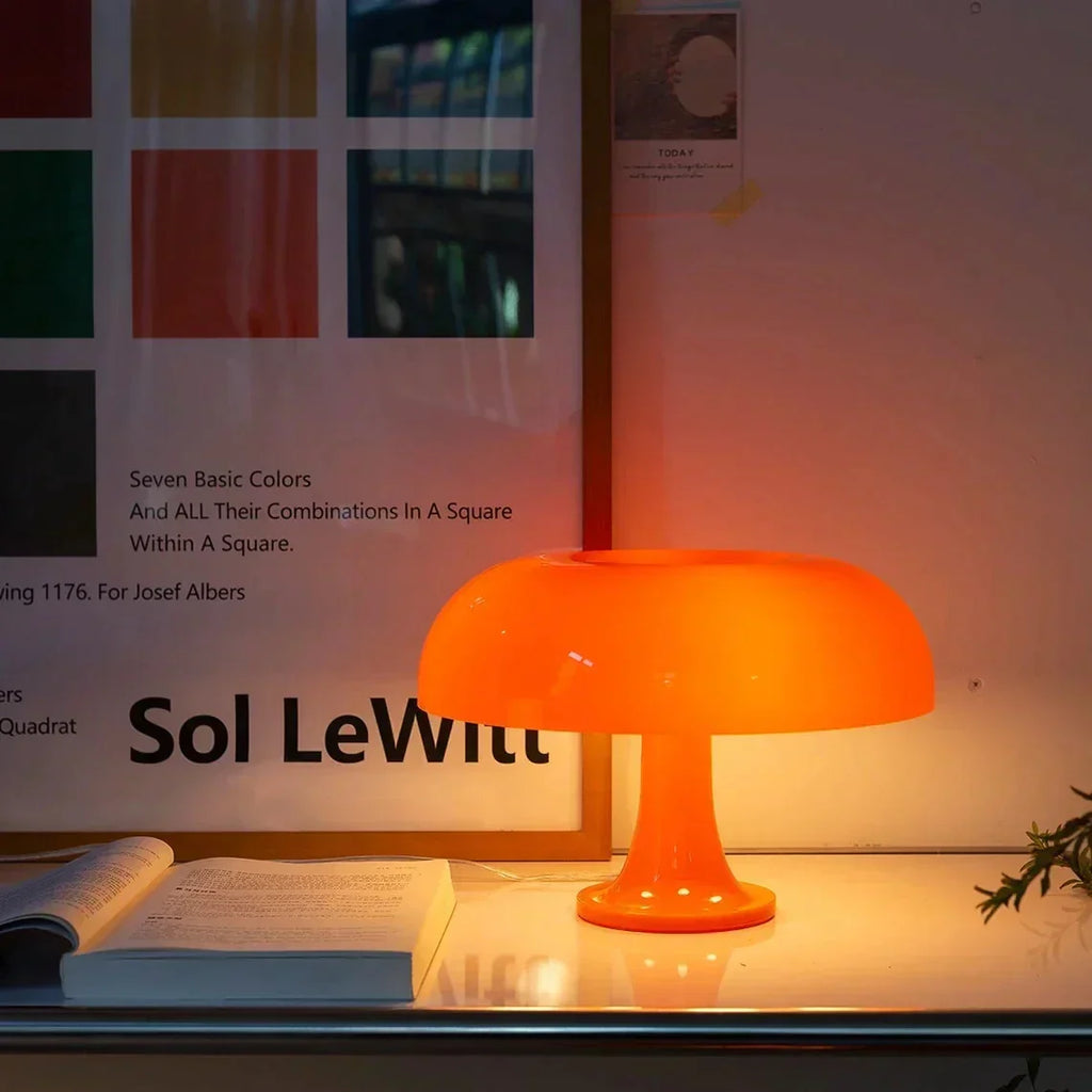 Mushroom Table Lamp - Scandinavian Dome Shade in Plastic