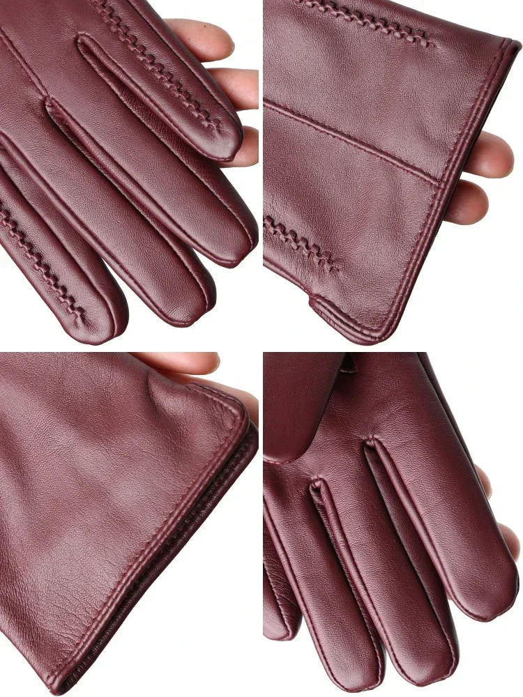 Women's Leather Winter Gloves - Warm Fleece-Lined Gloves