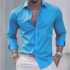 Mens Shirts Slim Fit Button-Up Long Sleeve Casual Shirt