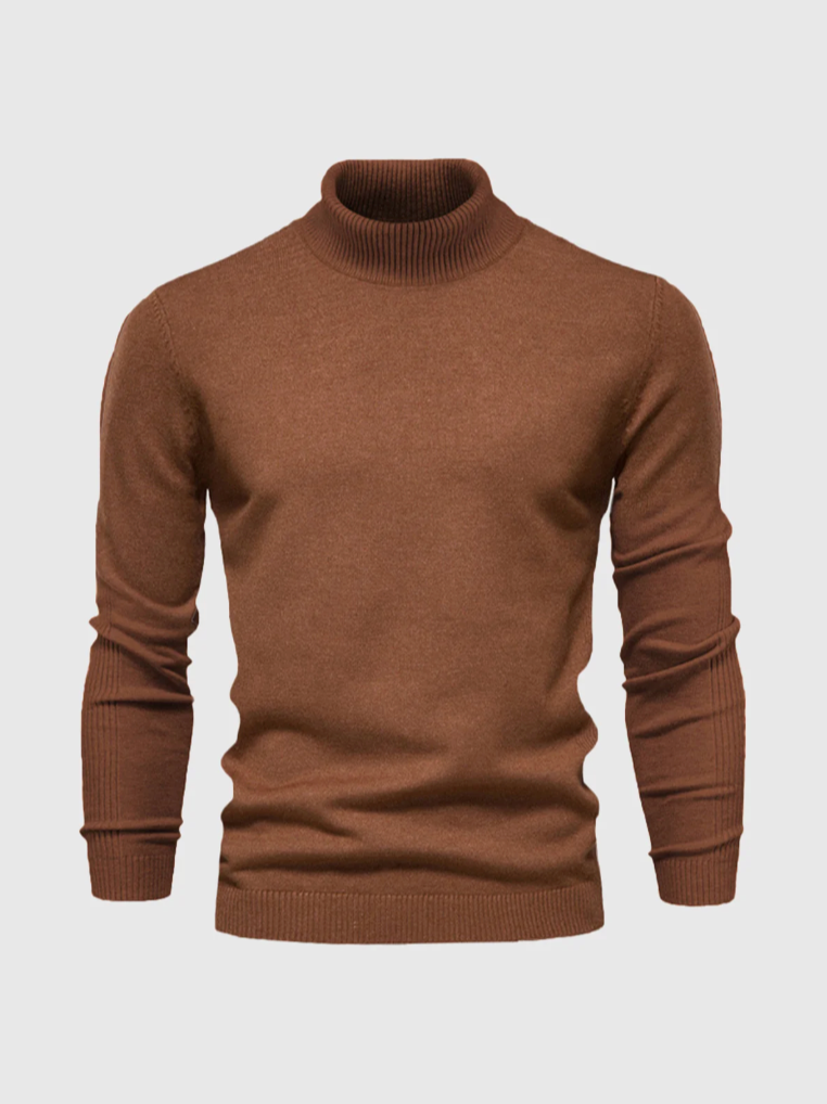 Men's Fine Knit Roll Neck Jumper - Soft Winter Sweater