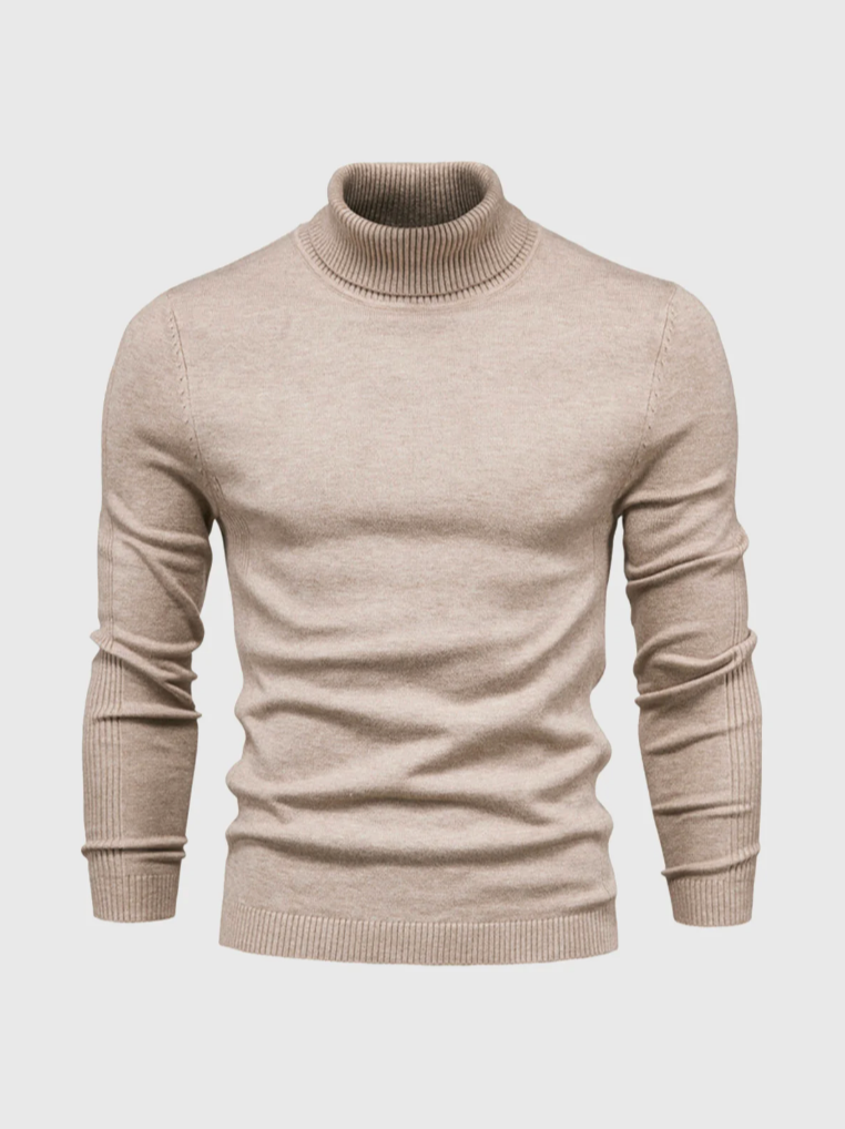 Men's Fine Knit Roll Neck Jumper - Soft Winter Sweater