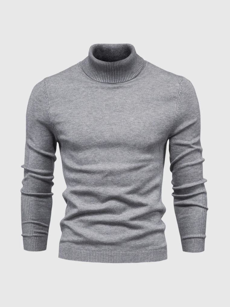 Men's Fine Knit Roll Neck Jumper - Soft Winter Sweater