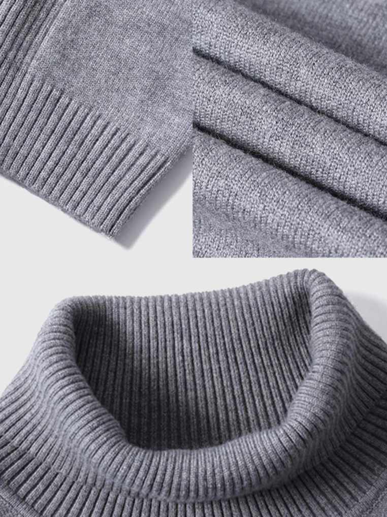 Men's Fine Knit Roll Neck Jumper - Soft Winter Sweater