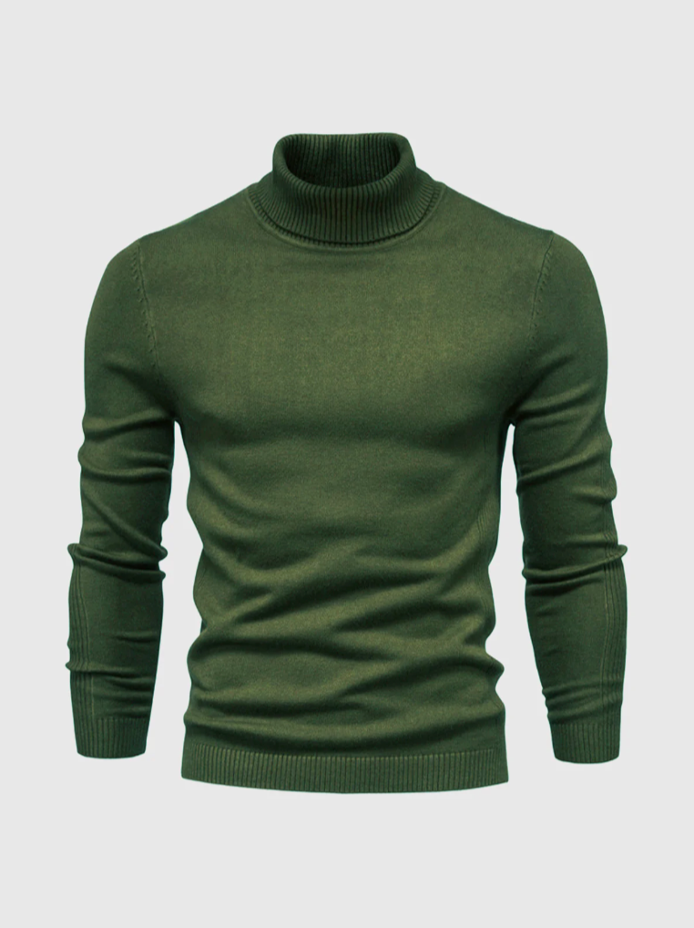 Men's Fine Knit Roll Neck Jumper - Soft Winter Sweater