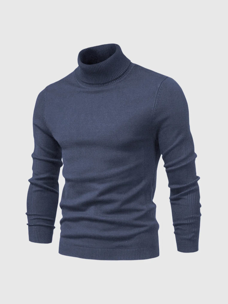 Men's Fine Knit Roll Neck Jumper - Soft Winter Sweater