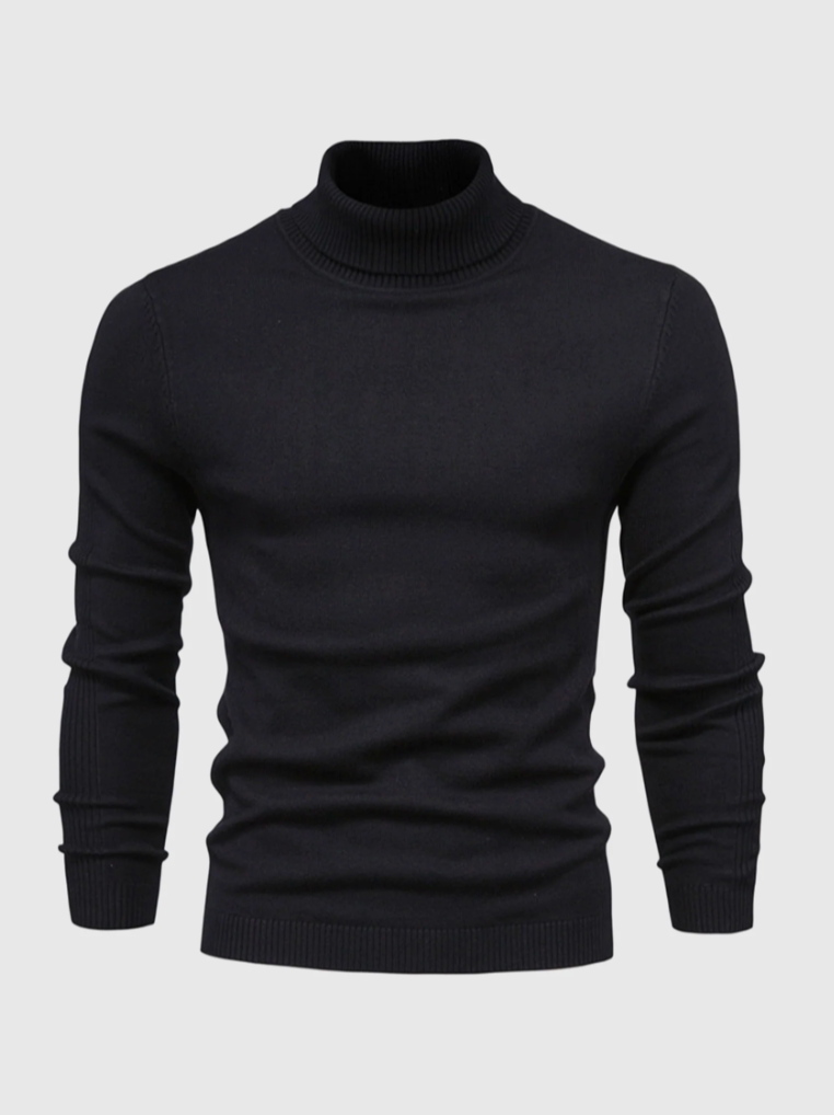 Men's Fine Knit Roll Neck Jumper - Soft Winter Sweater