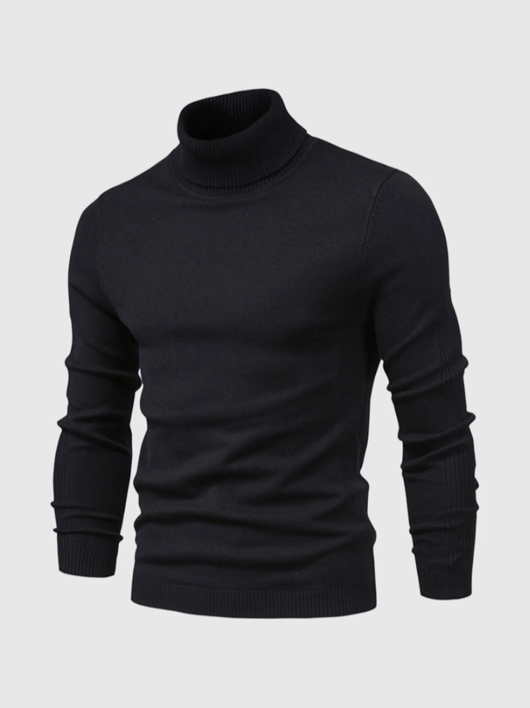 Men's Fine Knit Roll Neck Jumper - Soft Winter Sweater