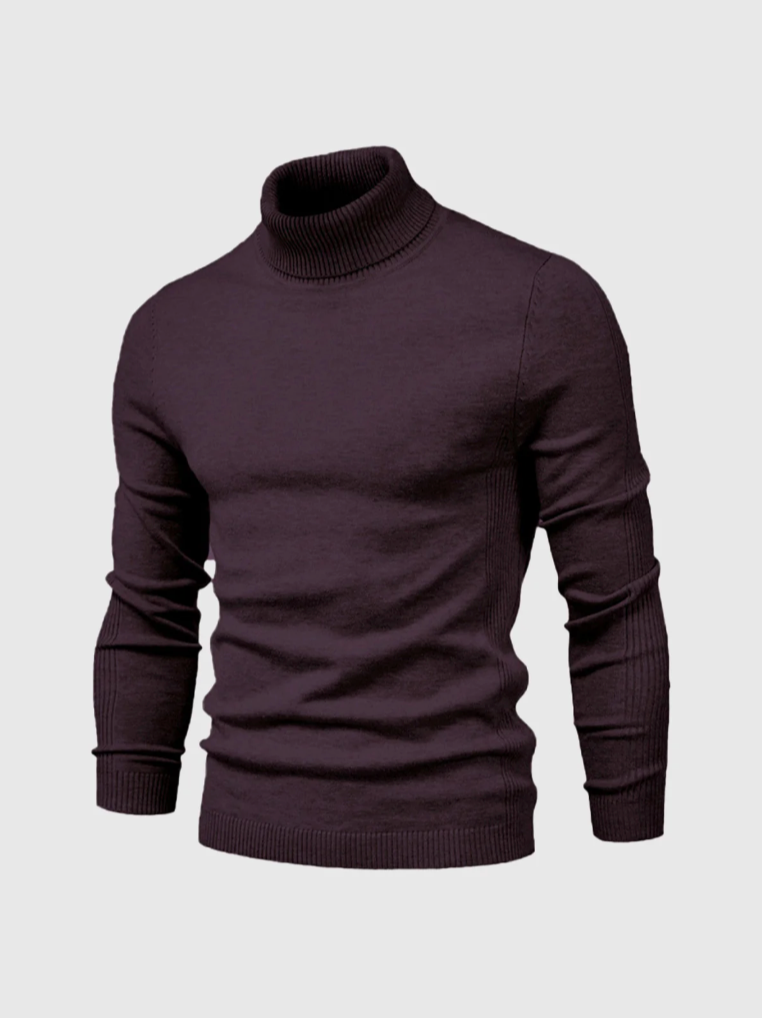 Men's Fine Knit Roll Neck Jumper - Soft Winter Sweater