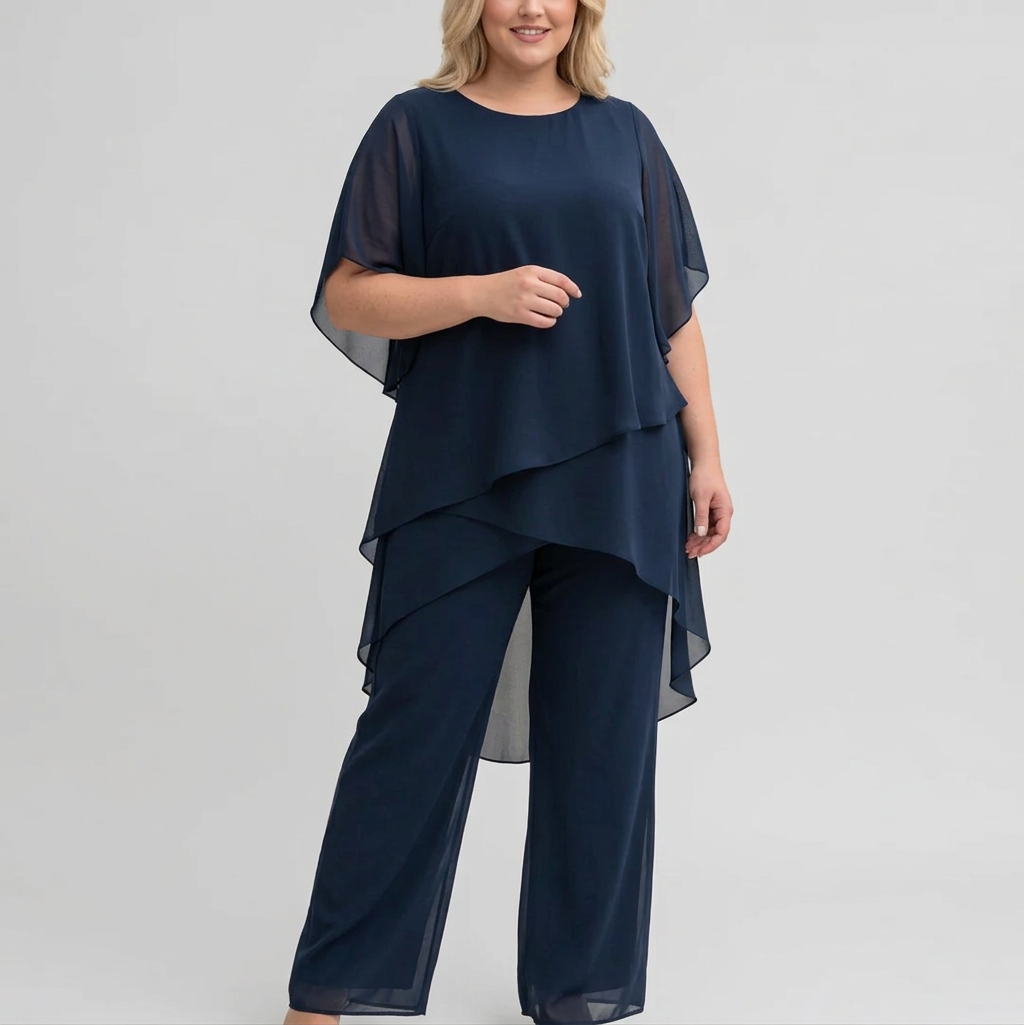 Women's Draped Top & Palazzo Trouser Suit