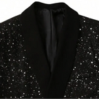 Men's Glitter Sequin Blazer with Satin Shawl Collar