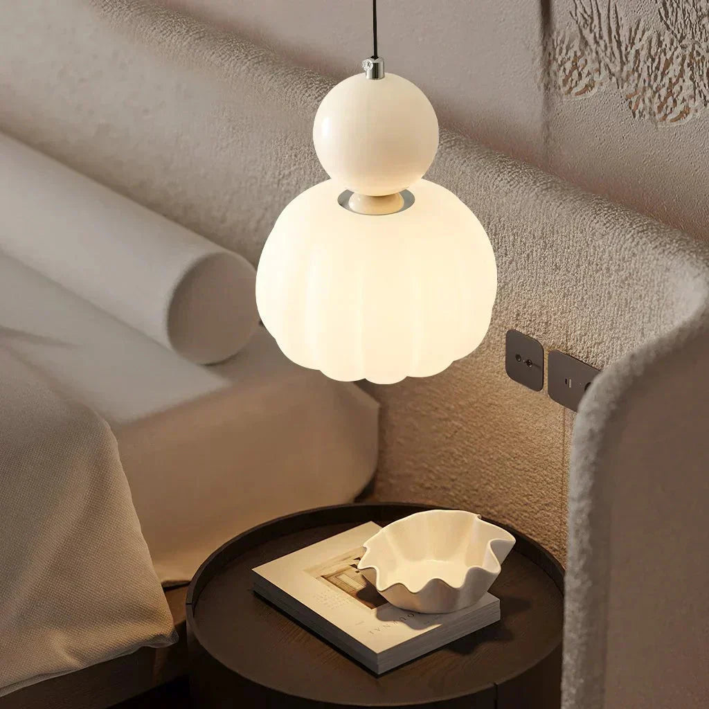 Art Deco Pendant Lamp in Bauhaus Style (Cream, Red, Green, or Chrome)